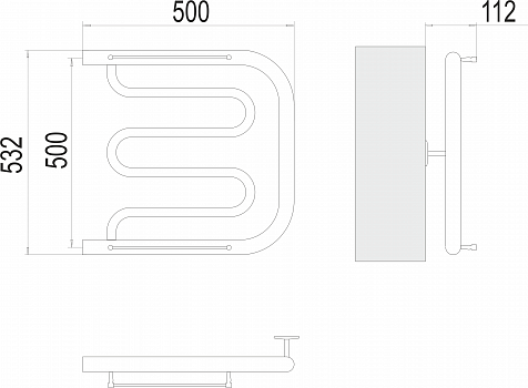 Полотенцесушитель Фокстрот 1" БШ 500х500Terminus