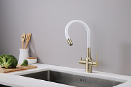 Смеситель для кухни Paulmark Salix Sa213419-BRw Бронза Белый