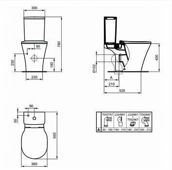 Унитаз компакт Ideal Standard Connect Air E009701 без бачка и сиденья