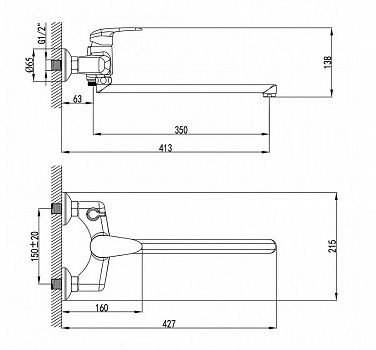 Смеситель для ванны Lemark Pramen LM3317C универсальный Хром
