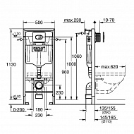 Инсталляция Grohe Solido 38981000 для унитаза с клавишей смыва Хром