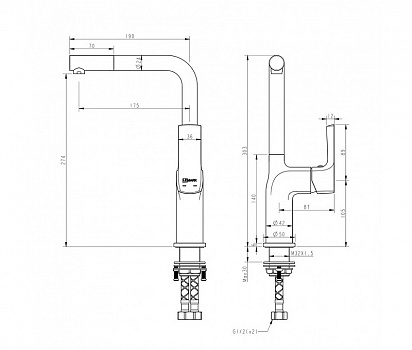 Смеситель для кухни Lemark Ursus LM7205BLR Черный Золото
