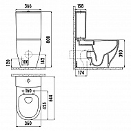 Унитаз биде Creavit Mare MA361-00CB00E-0000 Белый без бачка и сиденья