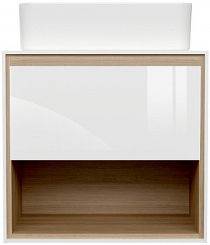 Тумба под раковину Cersanit Louna 80 SZ-LOU80-BL/Wh подвесная Белый глянец дуб Эврика