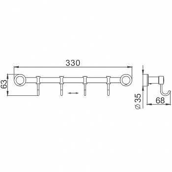 Вешалка для полотенец Haiba HB205-4 Хром