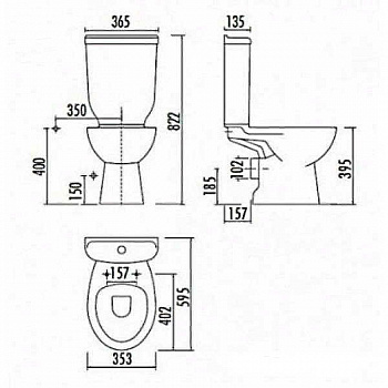 Унитаз компакт Creavit Sedef SD315.00100 без бачка и сиденья