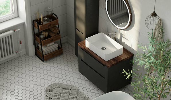 Тумба под раковину Jorno Wood 80 wood.01.80/P/GR подвесная Серая