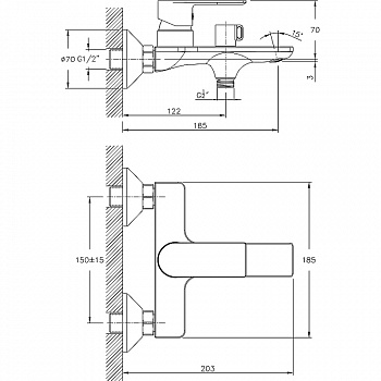 Смеситель для ванны Haiba HB60505-8 Белый Хром
