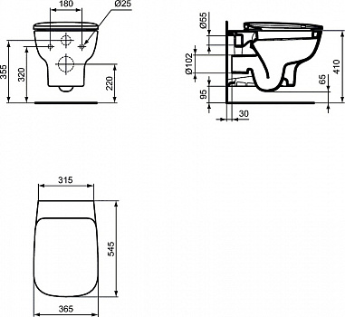 Унитаз Ideal Standard Esedra T386001 подвесной без сиденья