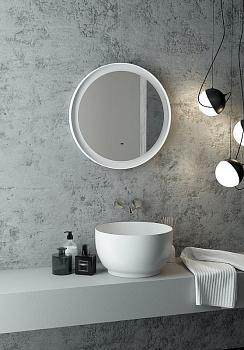 Зеркало Art&Max Napoli AM-Nap-800-DS-F-White с подсветкой с бесконтактным выключателем Белое матовое