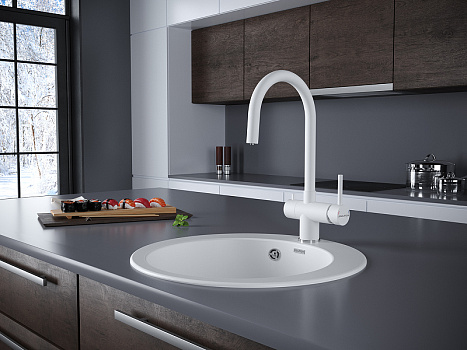Смеситель для кухни Paulmark Heller He213218-431 Белый матовый