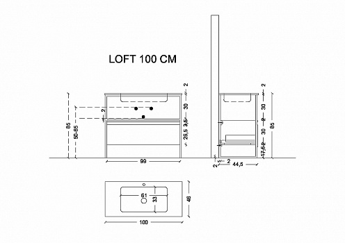 Тумба Boheme Armadi Art Loft 100 894-100-A подвесная Антрацит
