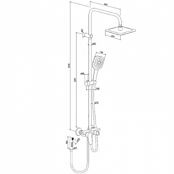 Душевая система Damixa Apollo DX220920300 Черная матовая