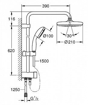 Душевая система Grohe Tempesta System 210 26381001 Хром