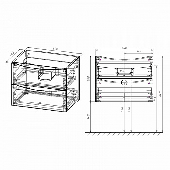 Тумба под раковину Vincea Mia 65 VMC-2MA650VO подвесная V.Oak