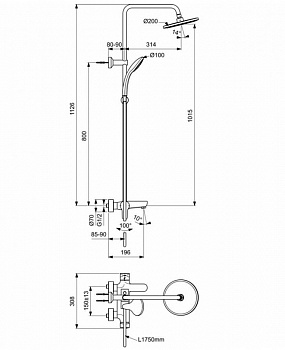 Душевая система Ideal Standard Cerafine Model O BC525XG Черный шелк