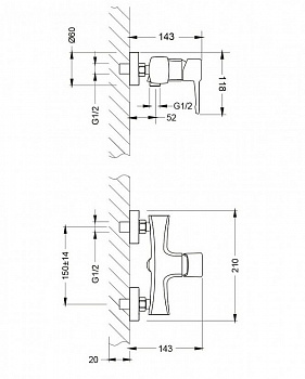 Смеситель для душа Lemark Evitta LM0503C Хром