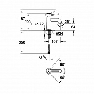Смеситель для раковины Grohe BauClassic 23162000 Хром