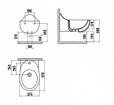 Биде Creavit Foglia FG510-00CB00E-0000 подвесное Белое