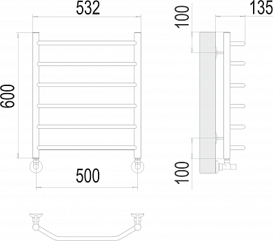 Виктория П6 500х600 Полотенцесушитель  TERMINUS
