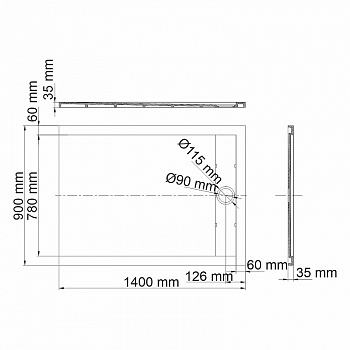 Душевой поддон из искусственного камня WasserKRAFT Neime 140х90 19T36 Черный матовый