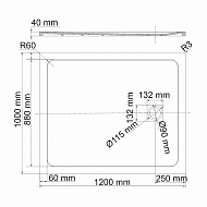 Душевой поддон из искусственного камня WasserKRAFT Neime 120х100 19T10 Черный матовый