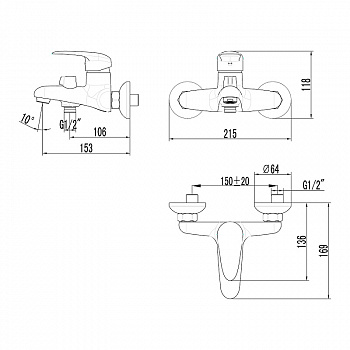 Смеситель для ванны Lemark Pramen LM3314C Хром