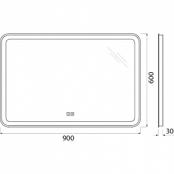 Зеркало BelBagno Marino 90 SPC-MAR-900-600-LED-TCH-WARM с подсветкой с подогревом С сенсорным выключателем