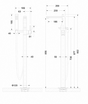 Смеситель для ванны Bravat Arc F66061C-B3-ENG напольный Хром