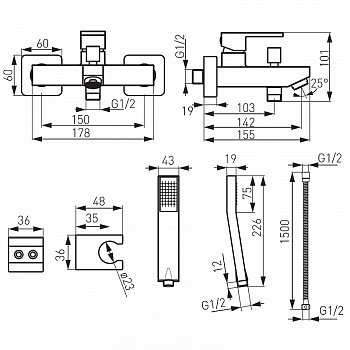Смеситель для ванны Ferro Zicco BZI11 Хром