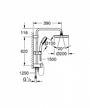 Душевая система Grohe Tempesta Cosmopolitan 27394002 Хром