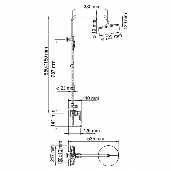 Душевая система WasserKRAFT A16601 Хром