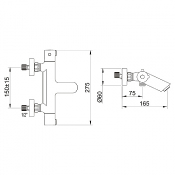 Смеситель для ванны Clever Up! Urban 61011 с термостатом Хром