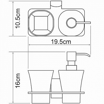 Дозатор для жидкого мыла WasserKRAFT Exter K-5289 со стаканом для зубных щеток Светлая бронза