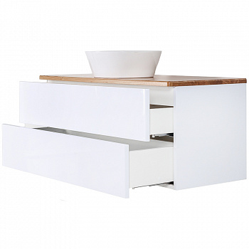 Тумба с раковиной Orange Otto 100 Ot-100TuWOOD+B08-360W подвесная Белая Ясень